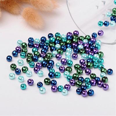 Ocean Mix Pearlized Glass Pearl Beads HY-X006-6mm-11-1