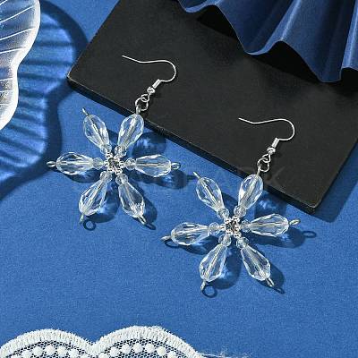 Christmas Snowflake Glass Dangle Earrings EJEW-TA00507-1