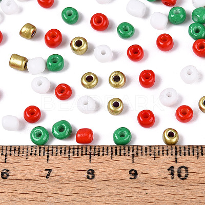 6/0 Christmas Theme Baking Paint Glass Seed Beads SEED-S002-KM-01-1