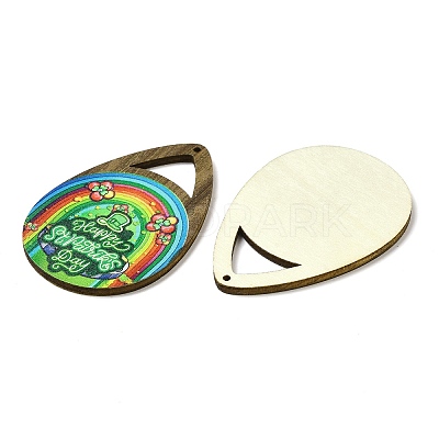 Saint Patrick's Day Single Face Printed Wood Big Pendants WOOD-E016-04-1