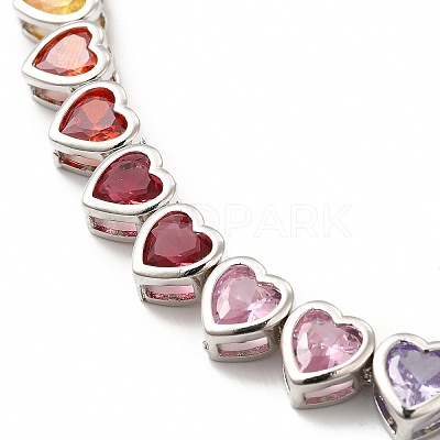 Colorful Cubic Zirconia Heart Pendant Necklace NJEW-E074-03P-1