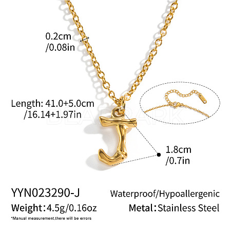 304 Stainless Steel Bamboo Initial Pendant Necklaces for Men Women WM4386-7-1