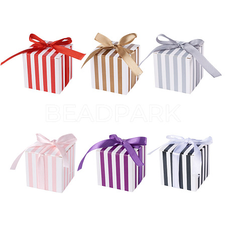 Magibeads 60 Sets 6 Colors Square Foldable Creative Paper Gift Box CON-MB0001-06-1