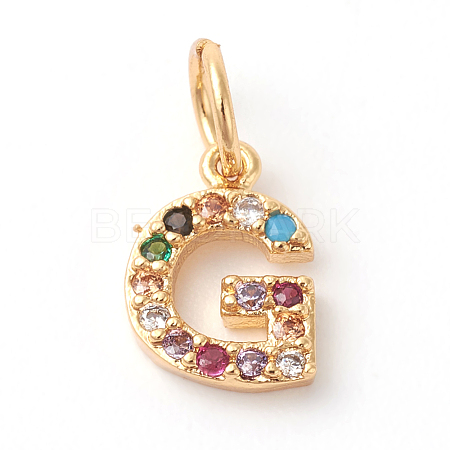Brass Micro Pave Colorful Cubic Zirconia Charms ZIRC-F092-01-G-1