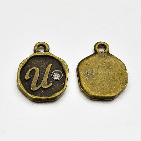 Antique Bronze Plated Alloy Rhinestone Charms LS-ALRI-J152-U-NF-1