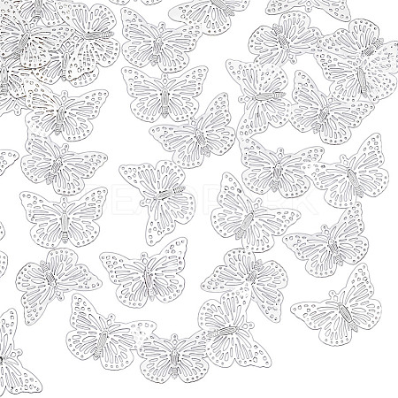 80Pcs Iron Hollow Butterfly Pendants IFIN-NB0001-68-1