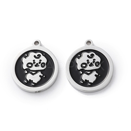 304 Stainless Steel Black Enamel Charms STAS-M102-17P-04-1