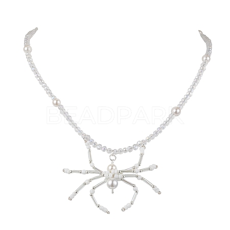 Halloween Spider Pendant Necklaces NJEW-TA00147-01-1