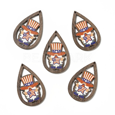 American Flag Theme Single Face Printed Aspen Wood Pendants WOOD-G014-01F-1