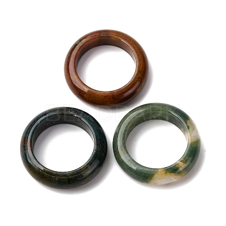 Natural Indian Agate Plain Band Ring for Women RJEW-P044-01B-12-1