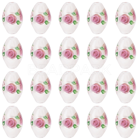 20Pcs Handmade Foil Glass Lampwork Beads LAMP-PA0001-63A-1