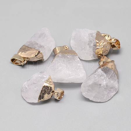 Rough Raw Natural Quartz Crystal Pendants G-Q481-109-1