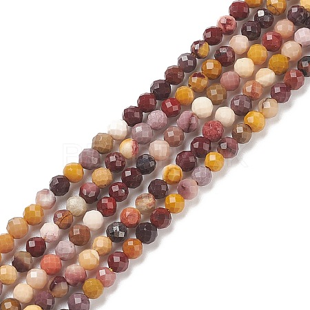 Natural Mookaite Faceted Round Beads Strands G-A129-2mm-19-1-1