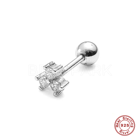 Rhodium Plated 925 Sterling Silver Stud Earrings with Cubic Zirconia JZ4283-2-1