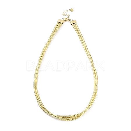 304 Stainless Steel Multi Layered Round Snake Chain Necklaces for Women NJEW-C055-03G-1