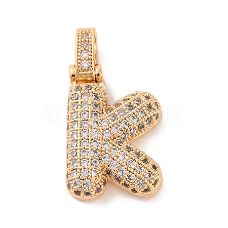 Brass Micro Pave Cubic Zirconia Pendants KK-C076-29K-G01-1