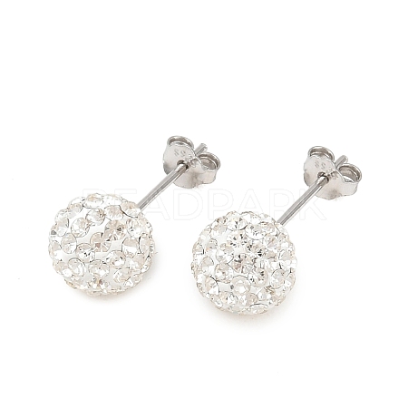 Gifts for Her Valentines Day 925 Sterling Silver Austrian Crystal Rhinestone Ball Stud Earrings for Girl Q286H011-1
