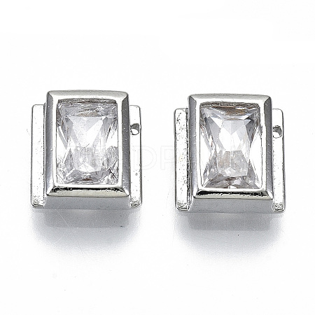 Brass Clear Cubic Zirconia Charms KK-S061-52P-NR-1