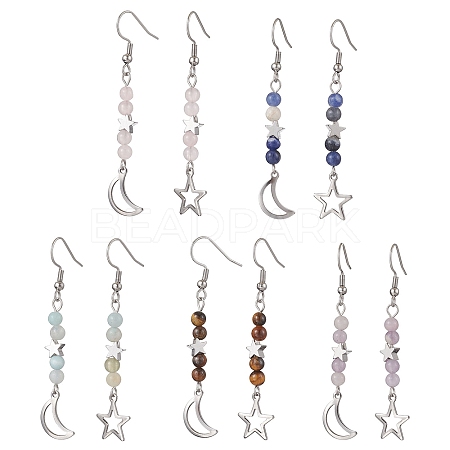 Natural Mixed Stone Dangle Earring EJEW-JE05934-1
