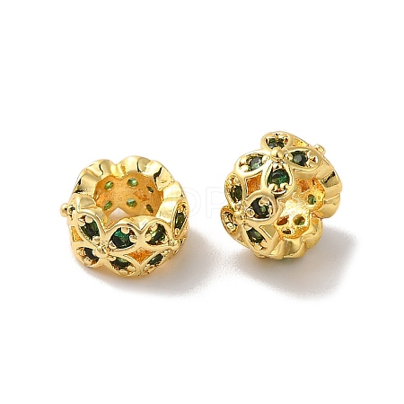 Long-Lasting Plated Brass Micro Pave Clear Cubic Zirconia European Beads KK-K381-18B-G01-1