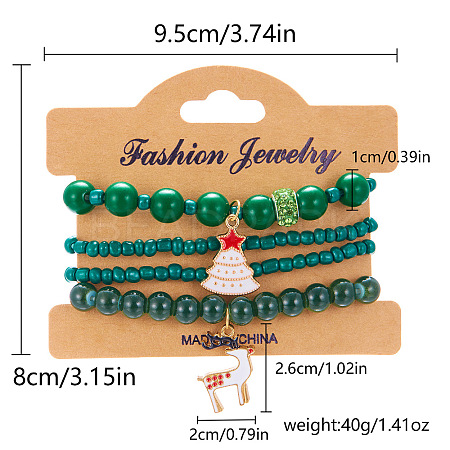 Christmas Acrylic Bead Stretch Bracelets Sets IC6084-3-1