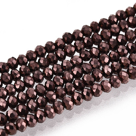 Electroplate Glass Beads Strands X-EGLA-F149-FP-08-1