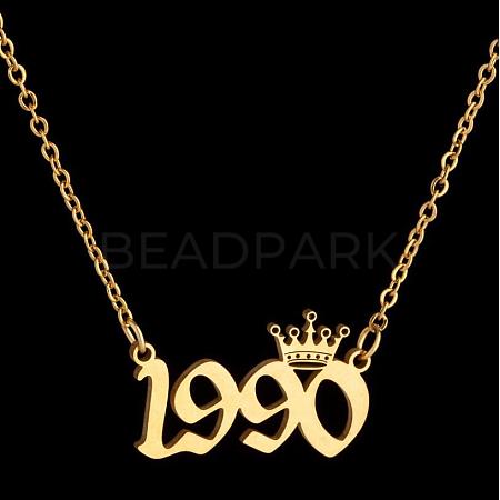 Crown Birth Year 201 Stainless Steel Pendant Necklaces for Women FS-WG4E8F2-11-1