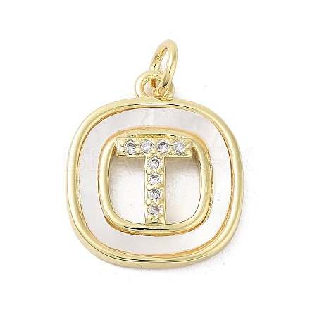 Rack Plating Brass Micro Pave Clear Cubic Zirconia Pendants KK-E102-33G-T-1