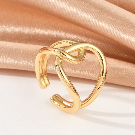 Hollow Brass Open Cuff Rings for Women RJEW-G343-08G-1