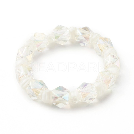 Faceted Transparent Acrylic Beaded Stretch Bracelets for Kids BJEW-JB06220-02-1