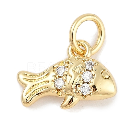 Brass Micro Pave Cubic Zirconia Pendants KK-Q028-69G-01-1