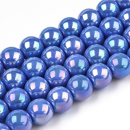 Electroplate Opaque Glass Beads Strands GLAA-T032-P6mm-AB11-1