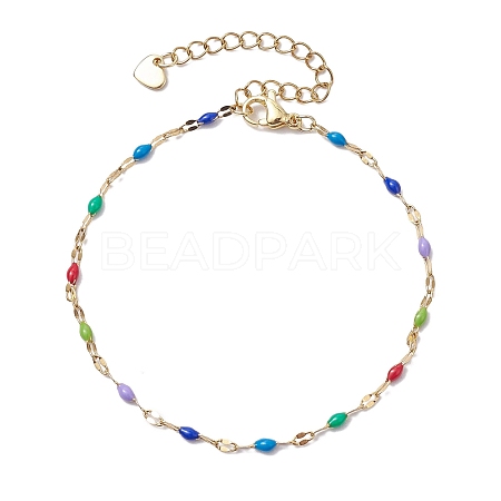 304 Stainless Steel Enamel Link Chains Bracelets for Women BJEW-JB10326-1