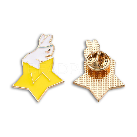 Star with Rabbit Shape Enamel Pin JEWB-N007-200-1