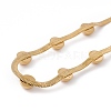 Ion Plating(IP) 304 Stainless Steel Half Round Beaded Pendant Necklace with Herringbone Chains for Women NJEW-G090-02G-3