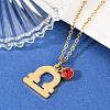 304 Stainless Steel Glass Drill Birth Stone Constellation Pendant Necklaces STAS-D305-08G-G-4