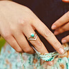 Alloy and Synthetic Turquoise Finger Rings FS-WG19095-04-4