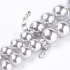 Shell Pearl Beaded Lariat Necklaces NJEW-I224-I01-2