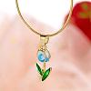 Tulip Alloy Enamel Pendant Necklaces FS-WGE671B-04-1