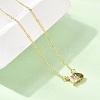 Brass Pave Cubic Zirconia Rectangle & Teardrop Pendant Cable Chain Necklaces KK-CBAB173-05G-10-2
