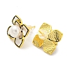 Brass Flower Stud Earrings with Natural Pearl EJEW-Z020-04G-2