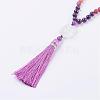 Frosted Natural Weathered Agate and Amethyst Necklace NJEW-F159-A05-2