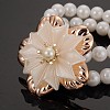 Elegant Lady's Flower ABS Pearl Beaded Stretch Multilayer Bracelets X-BJEW-A104-01A-2