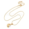 304 Stainless Steel & Acrylic Imitation Pearl Moon Pendant Snake Chain Necklaces for Women NJEW-F354-08G-1