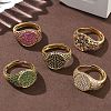 Brass Micro Pave Cubic Zirconia Cuff Rings for Women RJEW-A069-13G-1