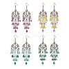4 Pairs 4 Color Glass Teardrop Tassel Chandelier Earrings EJEW-TA00184-1