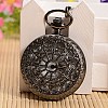 Openable Hollow Flat Round Alloy Glass Pendant Pocket Watch WACH-L024-11-2