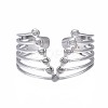304 Stainless Steel Initial Letter V Open Cuff Ring RJEW-T023-50P-1