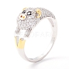 925 Sterling Silver Micro Pave Clear Cubic Zirconia Cuff Ring RJEW-Z009-01B-1