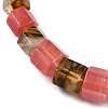 Tigerskin Glass Hexagon Prism Graduated Beaded Necklaces for Women Men NJEW-K388-03B-2
